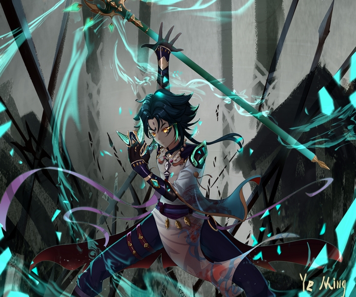 Xiao Dynamic Pose with Glowing Spear