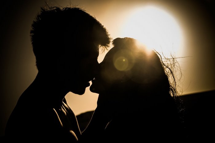 Romantic Silhouette of a Loving Couple