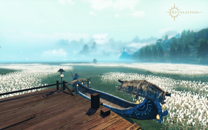Revelation Online boat on a wooden pier