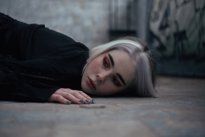 Model lying on the floor
