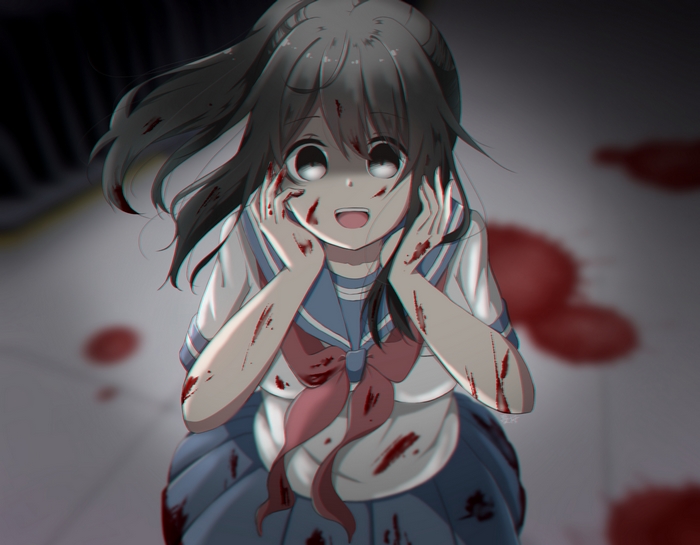 Ayano Aishi Covered in Blood Scene