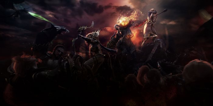 Fantasy characters in a battle scene