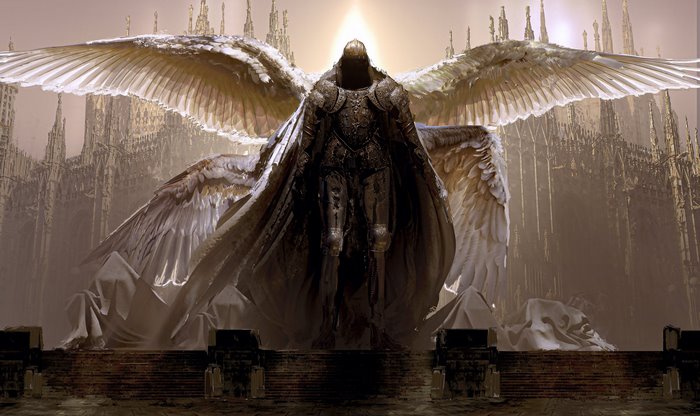 Fantasy Angel with Wings and Armor 4K