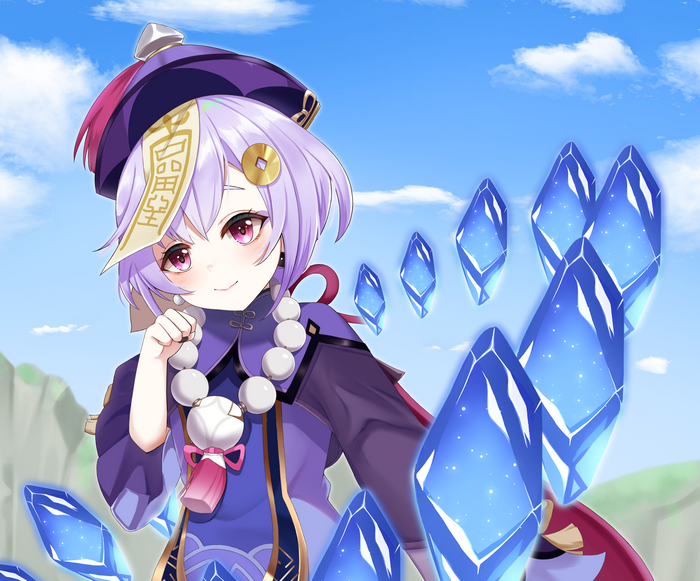 Qiqi from Genshin Impact with Cryo crystals
