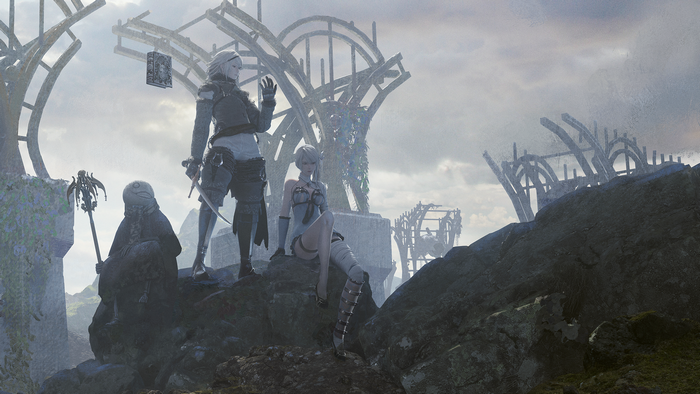 NieR Replicant characters in ruins