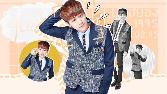 IKON member Bobby in a school uniform