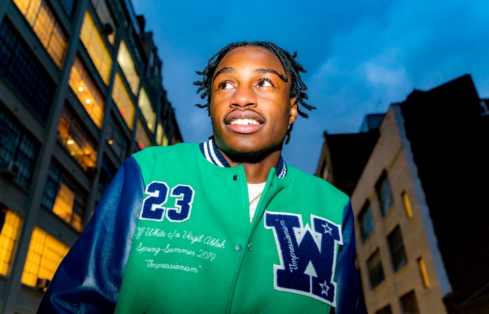 Lil Tjay wearing Off-White jacket