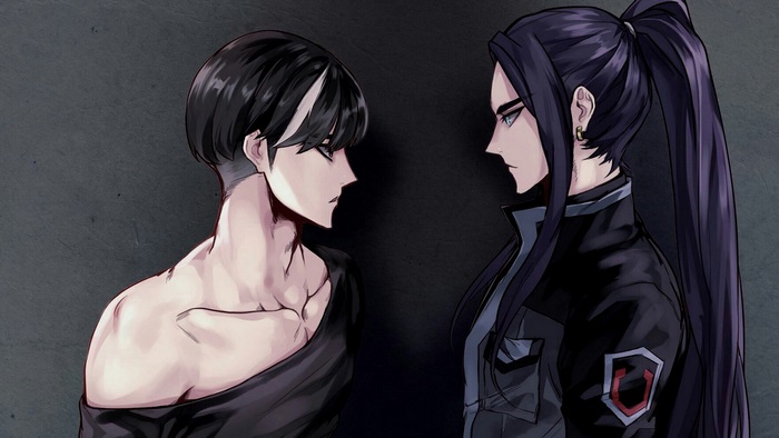 Two men facing each other