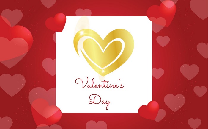 Valentine's Day golden heart graphic
