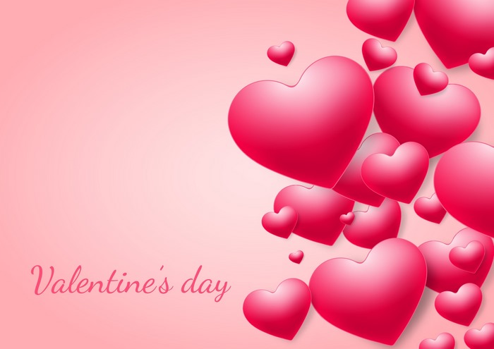Valentine's Day hearts on pink background