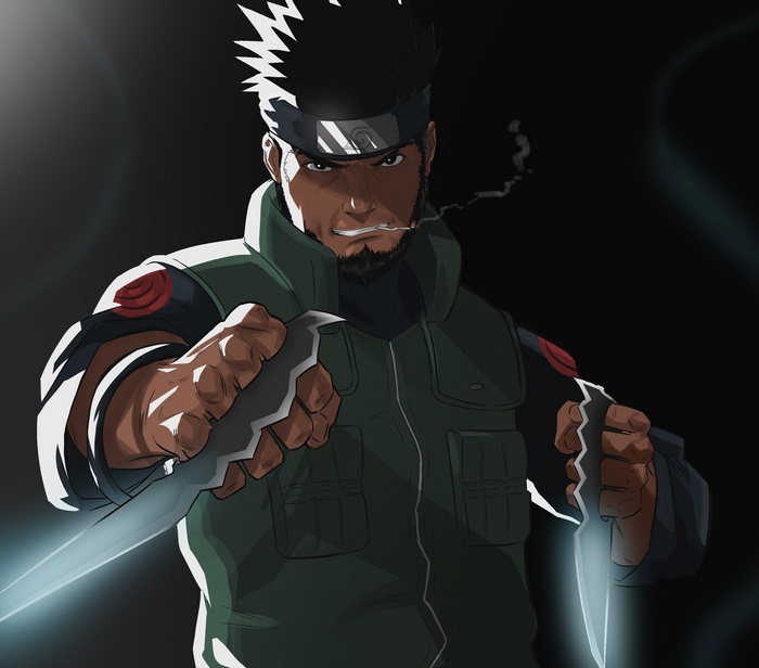Asuma Sarutobi from Naruto holding ninja knives