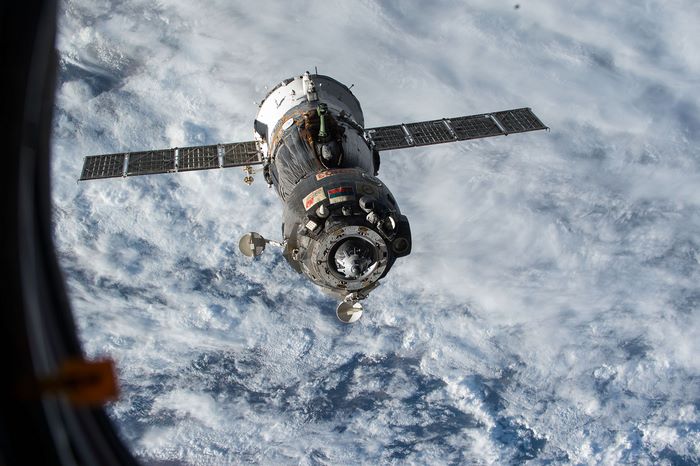 Soyuz spacecraft orbiting Earth