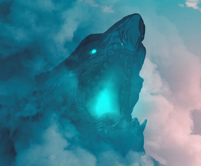 Kaiju emerging from clouds in Pacific Rim: The Black