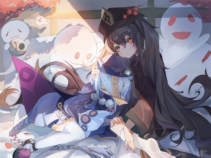 Hu Tao and Qiqi from Genshin Impact