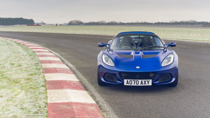 Blue Lotus Elise Sport 240 on a Racetrack