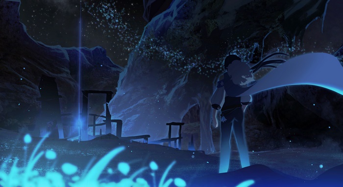 Kaeya from Genshin Impact in a cave