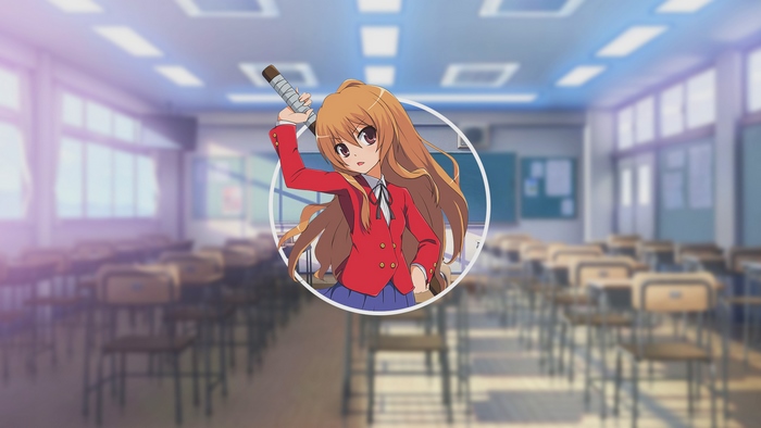 Taiga Aisaka from Toradora! in a classroom