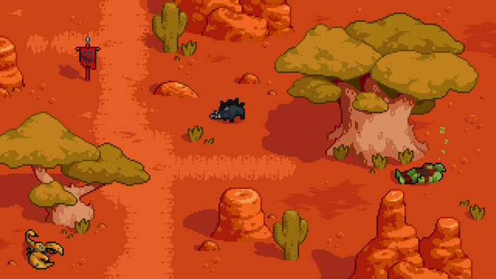 Desert landscape with a scorpion and a sleeping person
