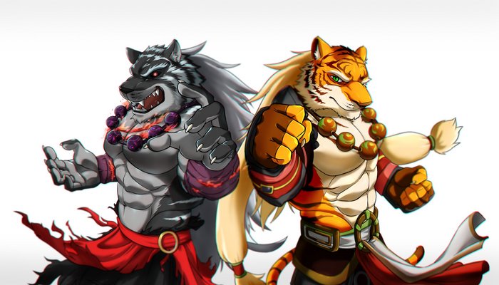 Fantasy Wolf and Tiger Warriors