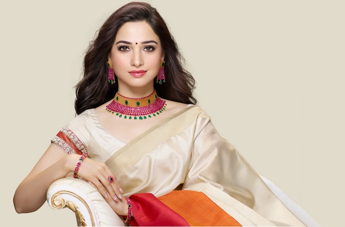 Tamannaah Bhatia wearing traditional Indian jewelry