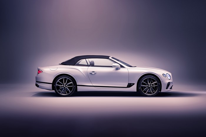 Bentley Continental GT Convertible parked on a studio floor