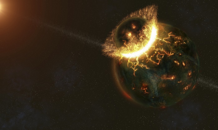 Sci Fi Planet Collision 4K