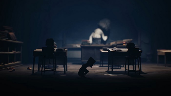 Mono from Little Nightmares II in a classroom