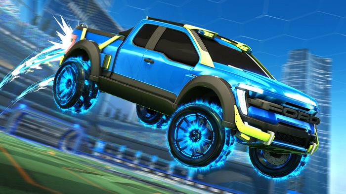 Blue Ford F-150 Raptor in Rocket League