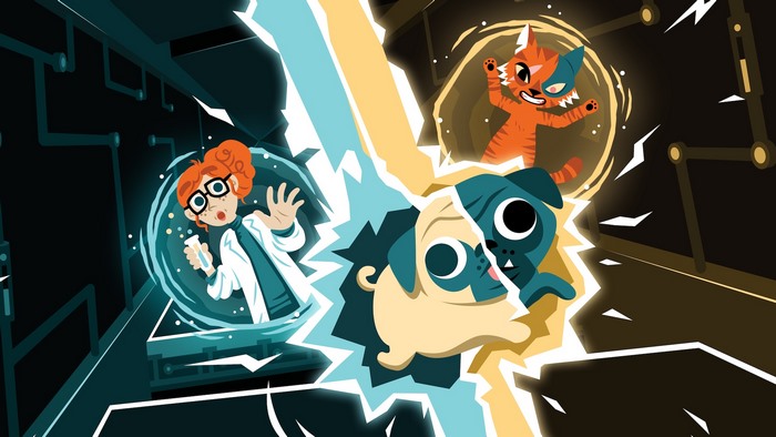 Scientist and animals in a portal experiment
