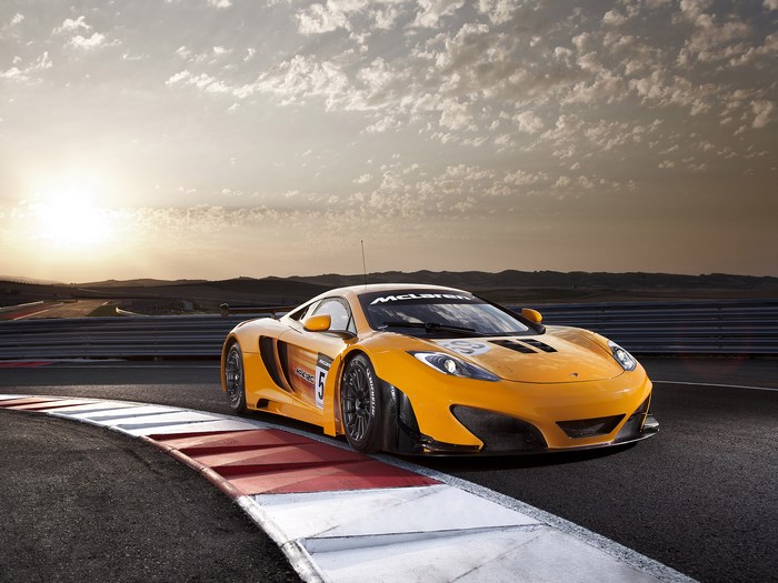 McLaren MP4-12C GT3 race car on a track