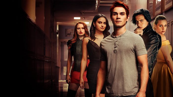 Riverdale characters in a school hallway