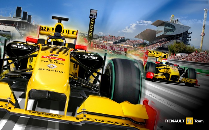Renault F1 Team Cars Racing at Fuji Television Circuit