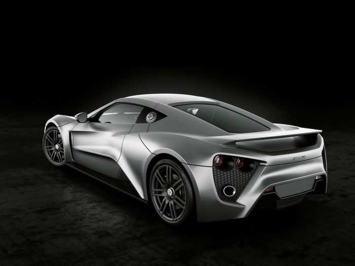 Zenvo ST1 silver sports car rear view