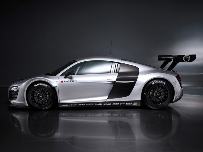 Silver Audi R8 LMS Race Car