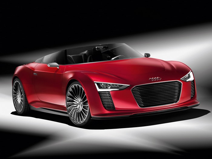Red Audi E-Tron Spyder Concept Roadster