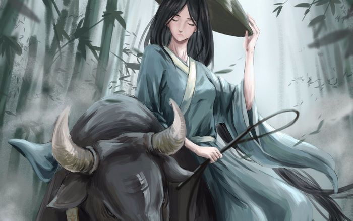 Xie Lian from Heaven Official's Blessing riding a water buffalo