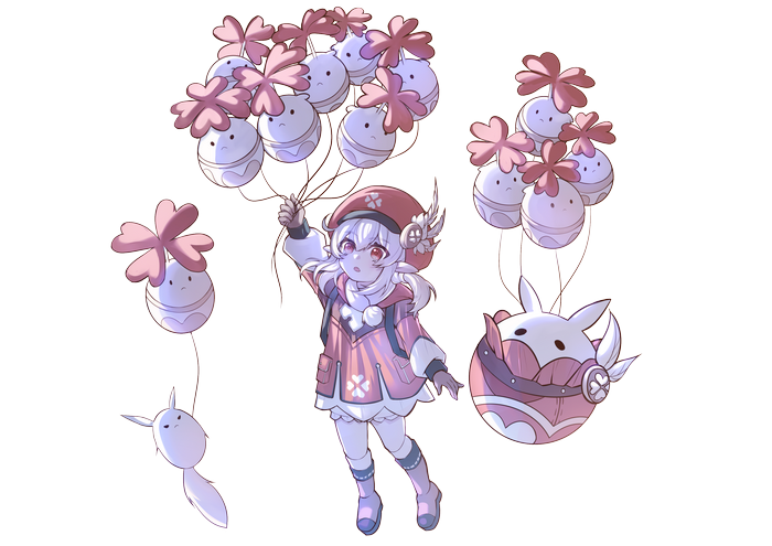 Klee from Genshin Impact holding balloons