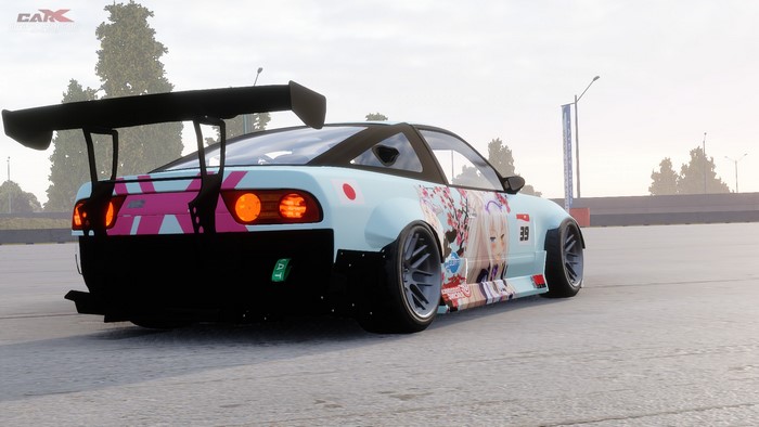 Nissan 240SX with anime livery and large spoiler