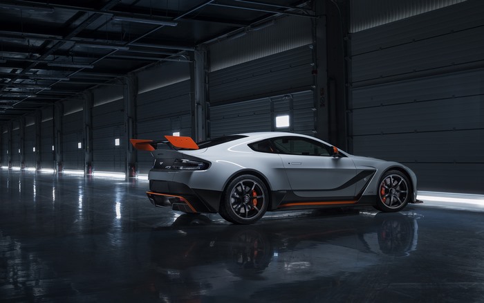 Aston Martin Vantage GT12 in a garage