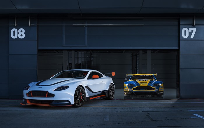 Aston Martin Vantage GT12 Race Cars in Garage