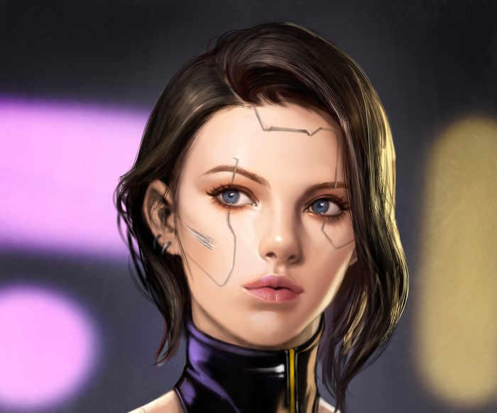 Sci Fi Cyborg Woman Portrait