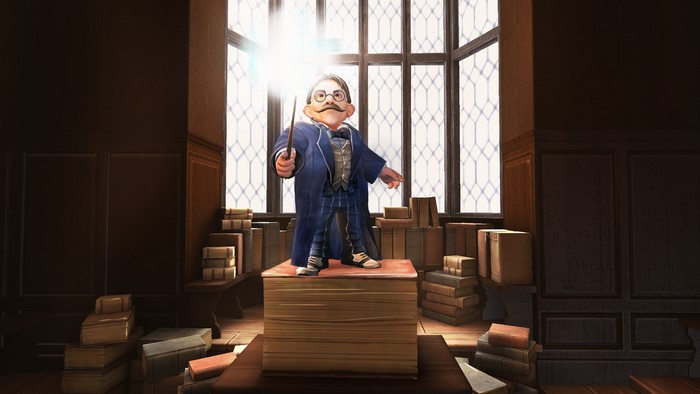 Professor Flitwick from Harry Potter casting a spell