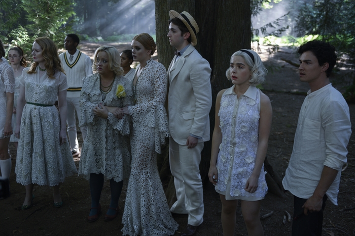 Zelda Spellman, Sabrina Spellman, Hilda Spellman, and Nicholas Scratch from Chilling Adventures of Sabrina