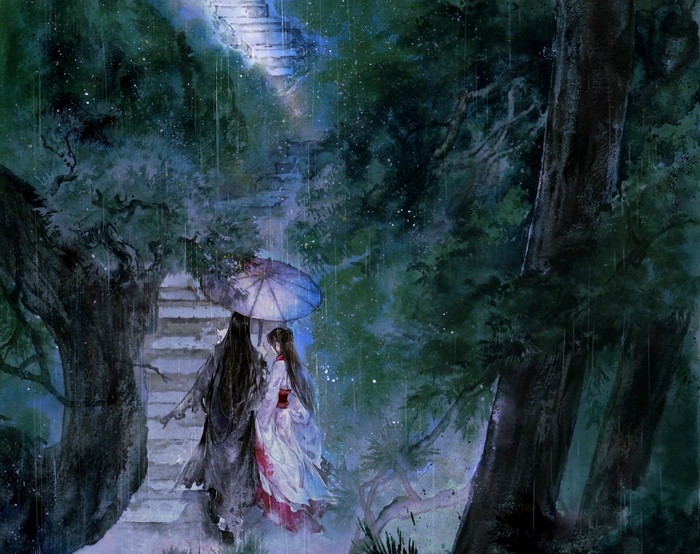 Wen Ning and Wen Qing from Mo Dao Zu Shi in the rain