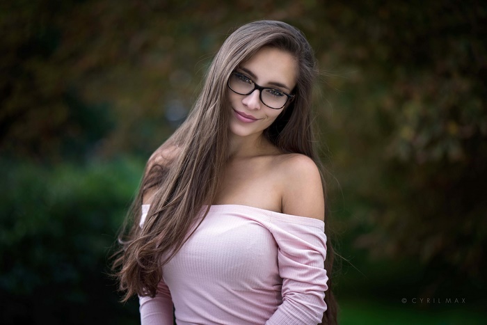 Brunette Woman with Glasses and Long Hair