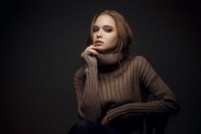 Portrait of a Brunette Woman in Sweater