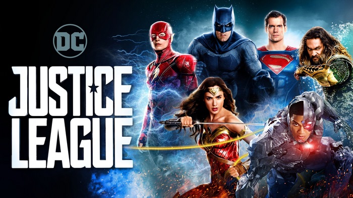 Justice League movie poster with DC Comics characters