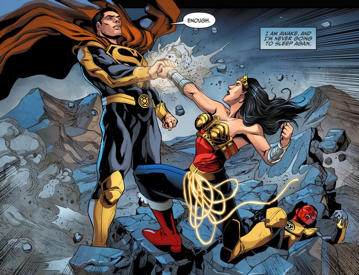 Superman as Yellow Lantern vs Wonder Woman in Injustice