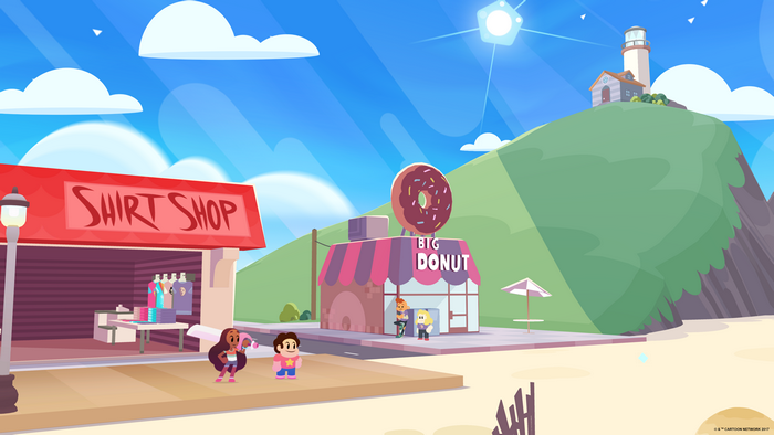 Steven Universe characters at Big Donut and Shirt Shop