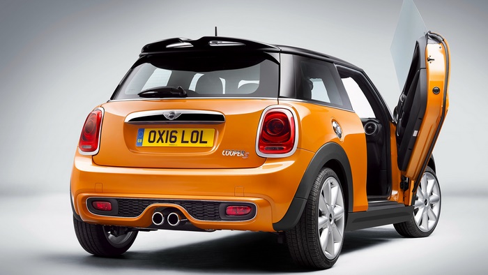 Orange 2016 Mini Cooper S with Scissor Doors